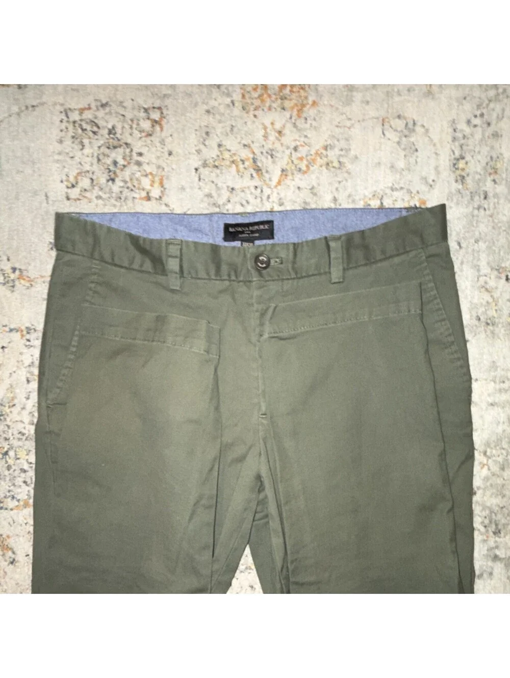 Banana Republic Green Aiden Chino Pants Mens Straight Fit Flat Front 33x30 A248